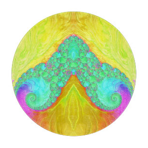 Originelles 3D-Gelbgrün-rosa Design Schneidebrett