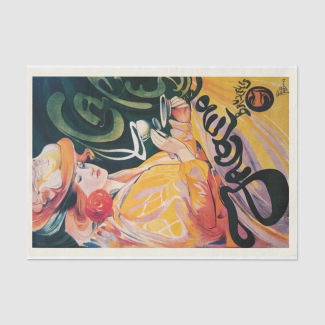 Originelles (nicht KI) Art Nouveau Advertisement P Seidenpapier (Vorderseite)