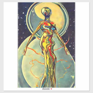 Orignal Art Liquid Metal Alien Abstrakt Aufkleber