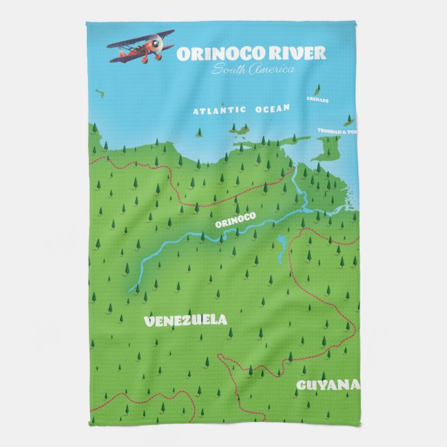 Orinoco River South American Map Geschirrtuch (Vertikal)