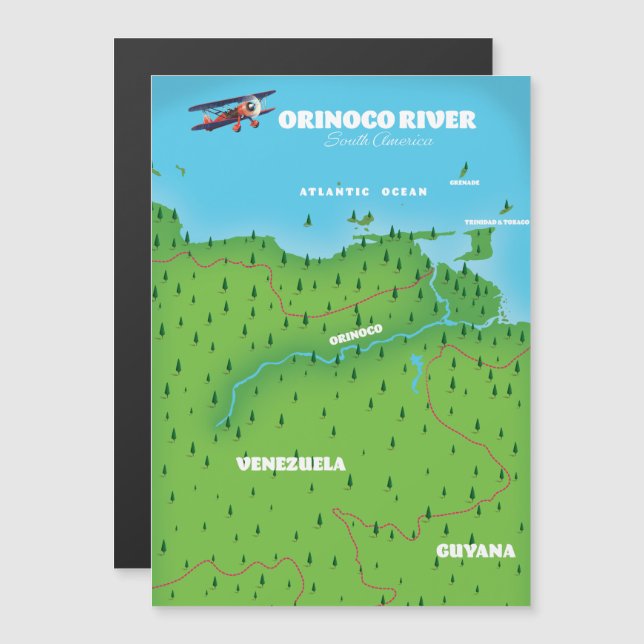 Orinoco River South American Map Magnetkarte (Vorne/Hinten)