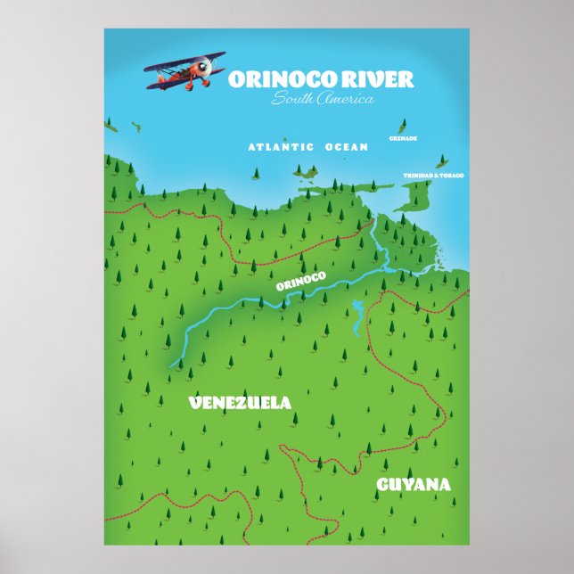 Orinoco River South American Map Poster (Vorne)