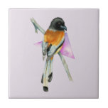 Oriole-Vogel mit Dreieck-Aquarell-Malerei Fliese<br><div class="desc">Dieses ist eine Aquarellmalerei eines Piroles,  der auf einer Niederlassung gehockt wird. Ich fügte ein abstraktes Element der Malerei hinzu.</div>