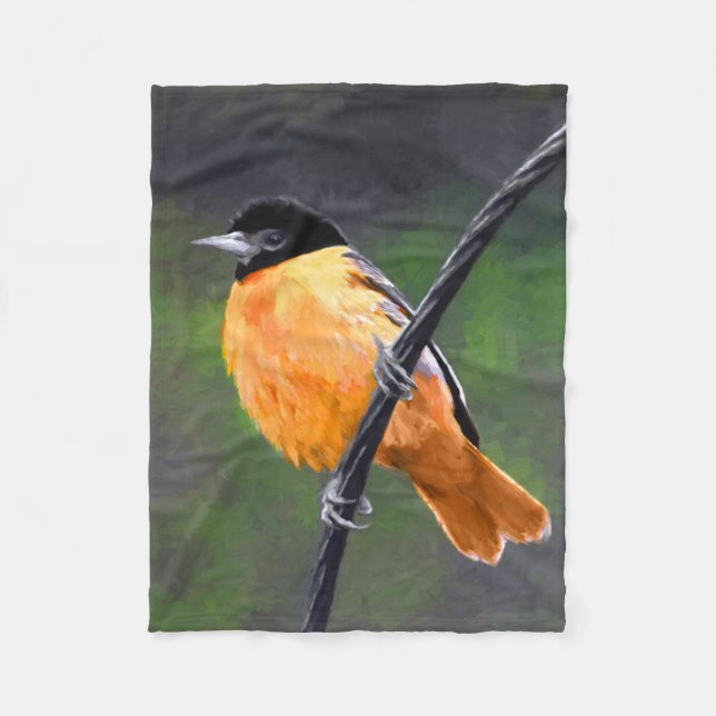 Oriolmalerei - Original Vogelkunst Fleecedecke (Vorderseite)
