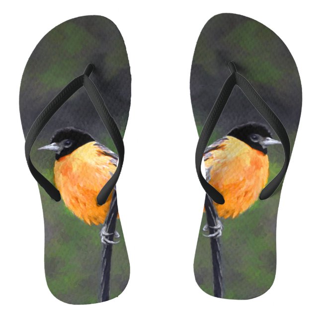 Oriolmalerei - Original Vogelkunst Flip Flops (Fußbett)