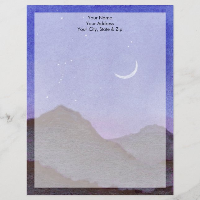 Orion & Crescent Moon Mountains Briefkopf (Vorderseite)