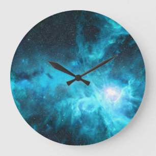 Orion Nebel, blaues Licht, Astronomie. Große Wanduhr