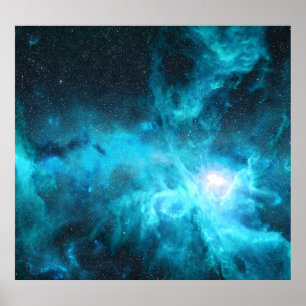 Orion Nebel, blaues Licht, Astronomie. Poster