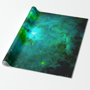 Orion Nebel Tief Aquamarin Grün Geschenkpapier