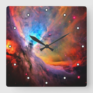 Orion Nebula Galaxy Punkte mit hohem Kontrast Quadratische Wanduhr