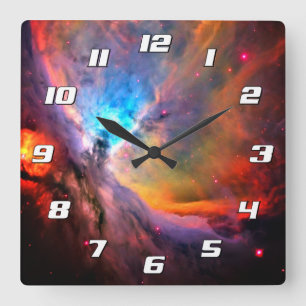Orion Nebula Raumgalaxie hohe Kontrastzahlen Quadratische Wanduhr