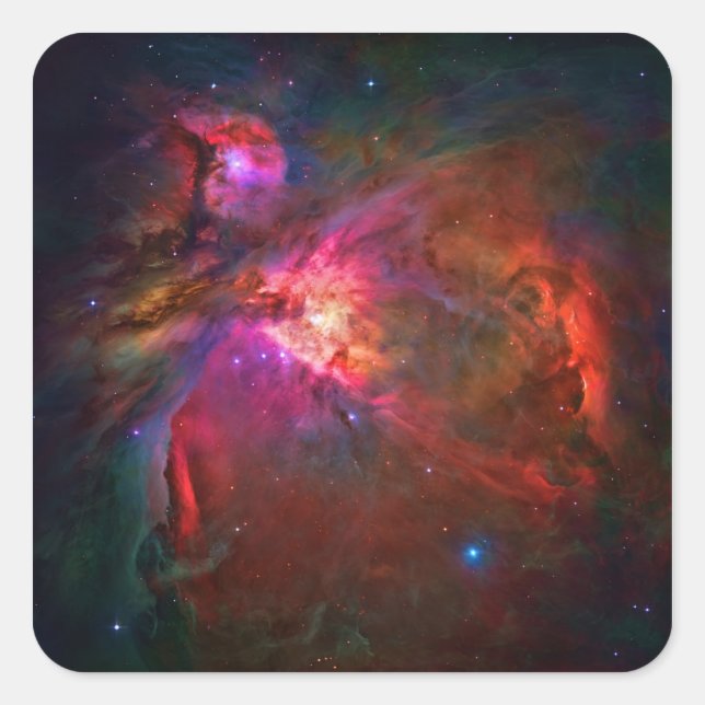 Orion Nebula und Trapezium Stars Quadratischer Aufkleber (Vorderseite)