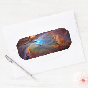 Orion Nebula Weltraumgalaxie niedriger Kontrast Ovaler Aufkleber