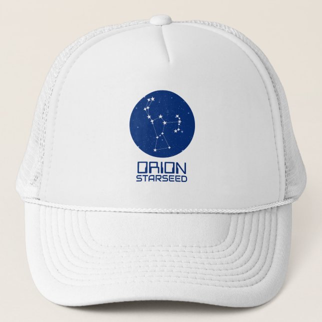 Orion Starseed Trucker Hat - Blue & White Design Truckerkappe (Vorderseite)