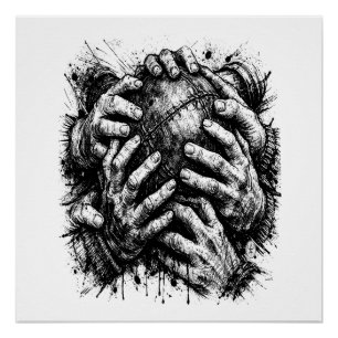 Orkney Dark Art Ink Illustration – Greifende Hände Poster