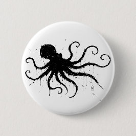 Orkney Dark Ink Illustration – Greifender Oktopus Button