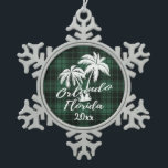Orlando Beach Florida Palm Green Kariert Schneeflocken Zinn-Ornament<br><div class="desc">Orlando Beach Florida Palm Tree Grün Karierter Weihnachtsschmuck</div>