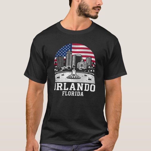 Orlando City Florida American Flag T-Shirt (Vorderseite)