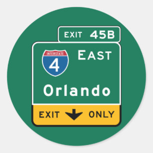Orlando, FL Road Sign Runder Aufkleber
