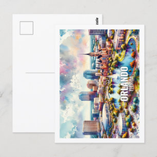 Orlando Florida Berühmte Reise Aquarell Postkarte