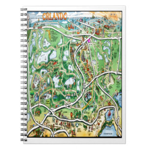 Orlando Florida Cartoon Karte Notizblock