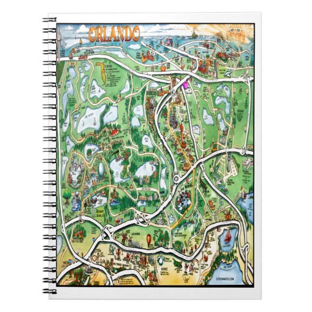 Orlando Florida Cartoon Karte Notizblock (Vorderseite)