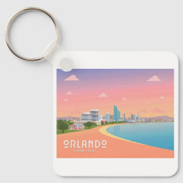 Orlando Florida Coastline Citycape Pastel Travel Schlüsselanhänger