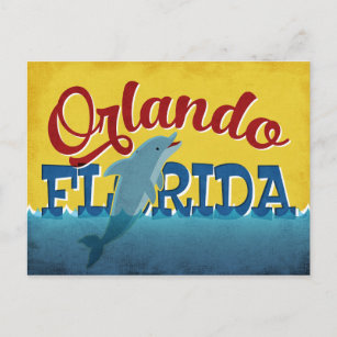 Orlando Florida Dolphin Retro Spaß Postkarte
