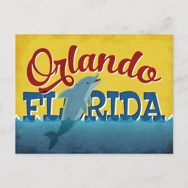 Orlando Florida Dolphin Retro Spaß Postkarte (Vorderseite)