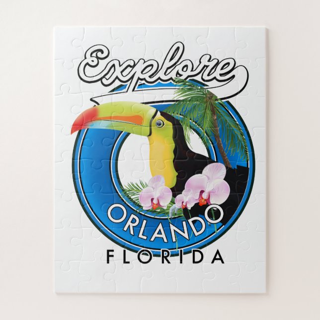Orlando Florida Explore Retro-Logo. (Vertikal)