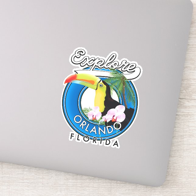 Orlando Florida Explore Retro-Logo. Aufkleber (Detail)