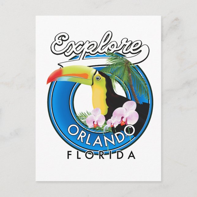 Orlando Florida Explore Retro-Logo. Postkarte (Vorderseite)