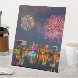 Orlando Florida Lake Eola Feuerwerk und Fontäne Sockelschild