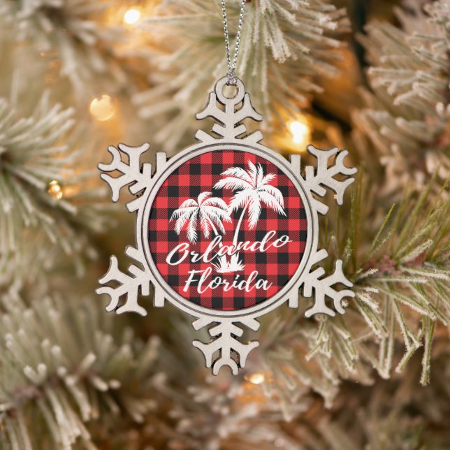 Orlando Florida Palm Trees Beach Schneeflocken Zinn-Ornament (Baum)