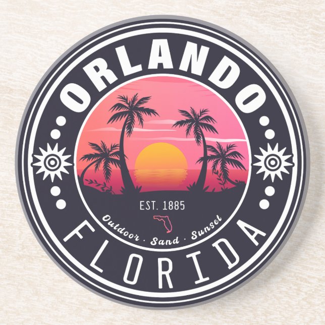 Orlando Florida Retro Sunset Tropical Souvenir 80e Getränkeuntersetzer (Vorne)