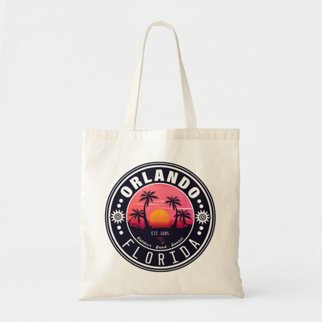 Orlando Florida Retro Sunset Tropical Souvenir 80e Tragetasche (Vorne)