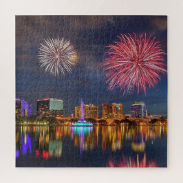 Orlando Florida See Eola Feuerwerk und Brunnen
