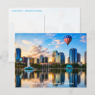 Orlando Florida Skyline Lake Eola Heißluftballon Postkarte