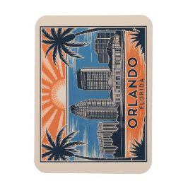 Orlando Florida Skyline Vintager Stil Mitte des Ja Magnet