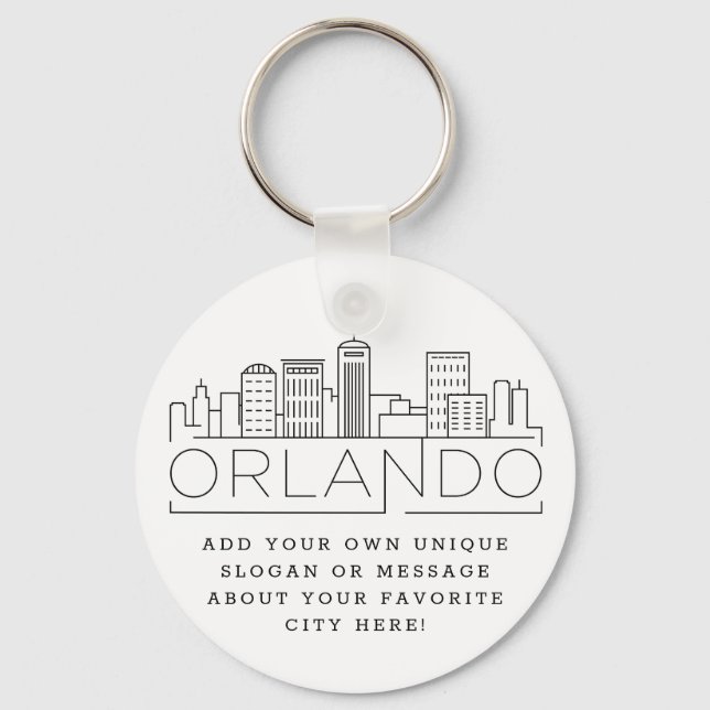 Orlando, Florida Stylized Skyline | Benutzerdefini Schlüsselanhänger (Vorderseite)