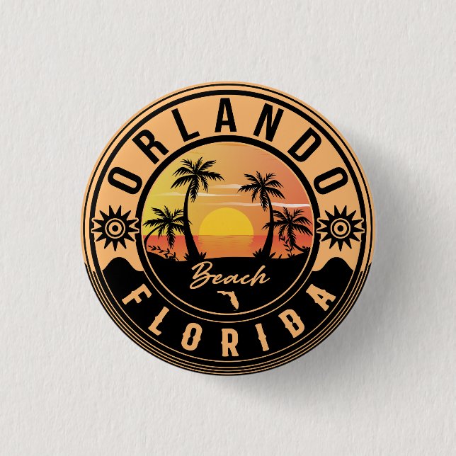 Orlando Florida Tropisches Retro Sunset Souvenirs Button (Vorderseite)