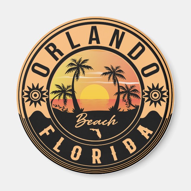 Orlando Florida Tropisches Retro Sunset Souvenirs Magnet (Vorne)