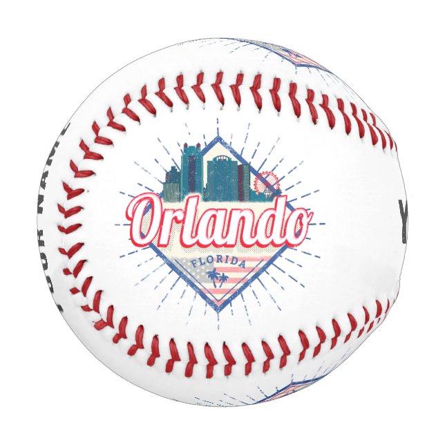 Orlando Florida United Staaten Skyline Vintag USA Baseball (Vorderseite Links)