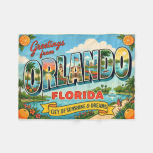 Orlando Florida Vintage Reise Fleecedecke