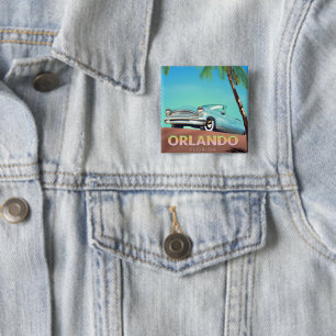 Orlando Florida Vintage-Reiseplakat, Button