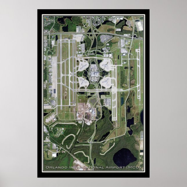 Orlando Intl Airport Florida Satellite Map Poster (Vorne)
