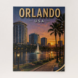 Orlando Lake Eola und Skyline der Innenstadt