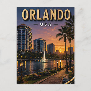 Orlando Lake Eola und Skyline der Innenstadt Postkarte