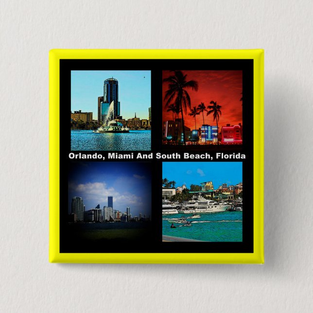 Orlando, Miami, South Beach Collage Button (Vorderseite)