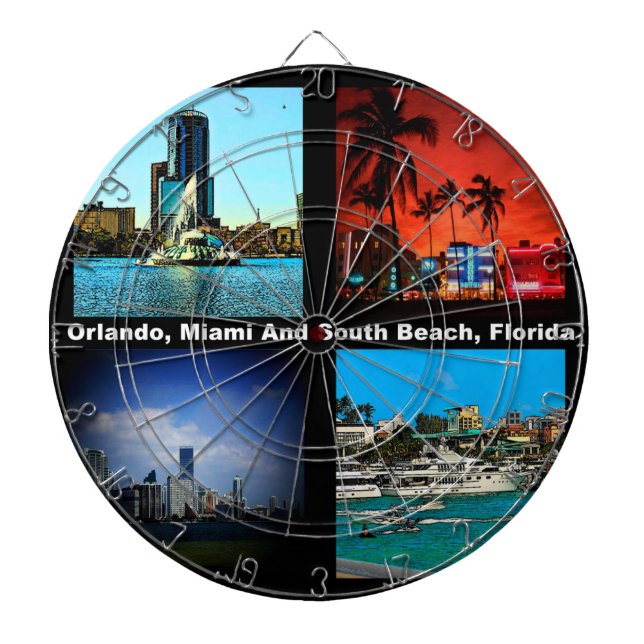 Orlando, Miami, South Beach Collage Dartscheibe (vorne)